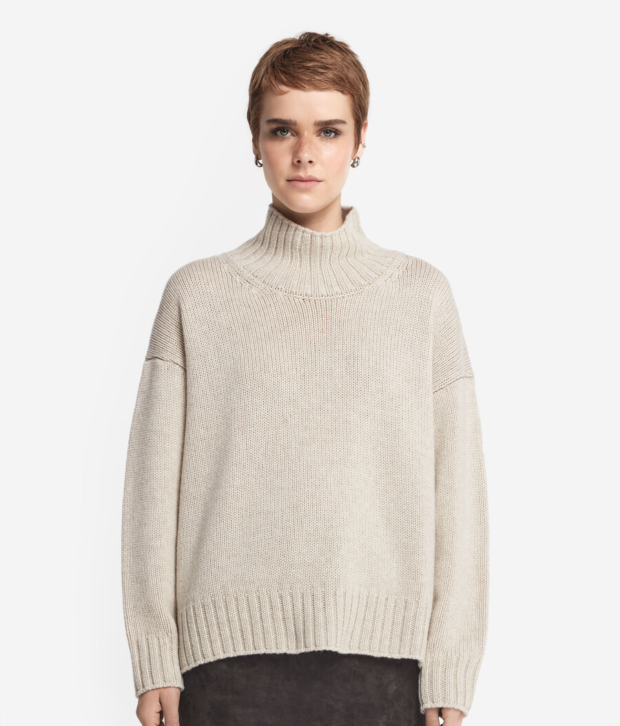 maglione a collo alto in tricot di cashmere