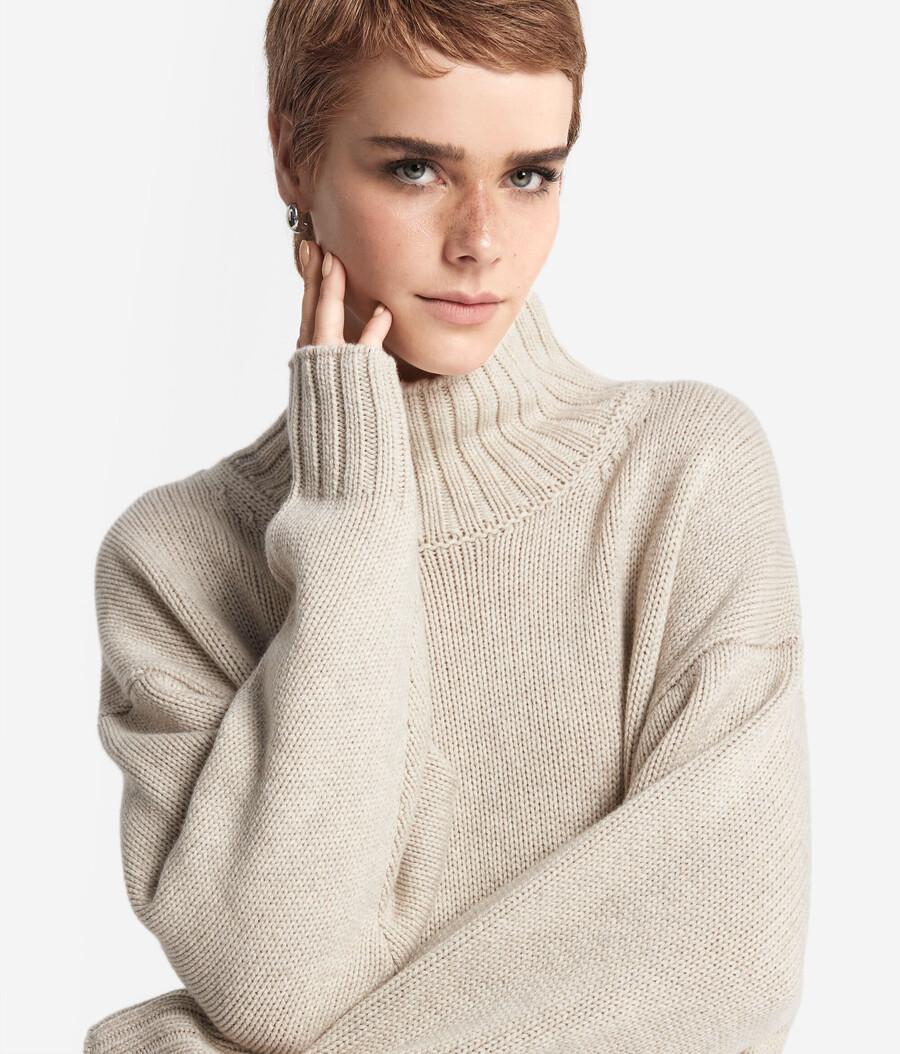 maglione a collo alto in tricot di cashmere