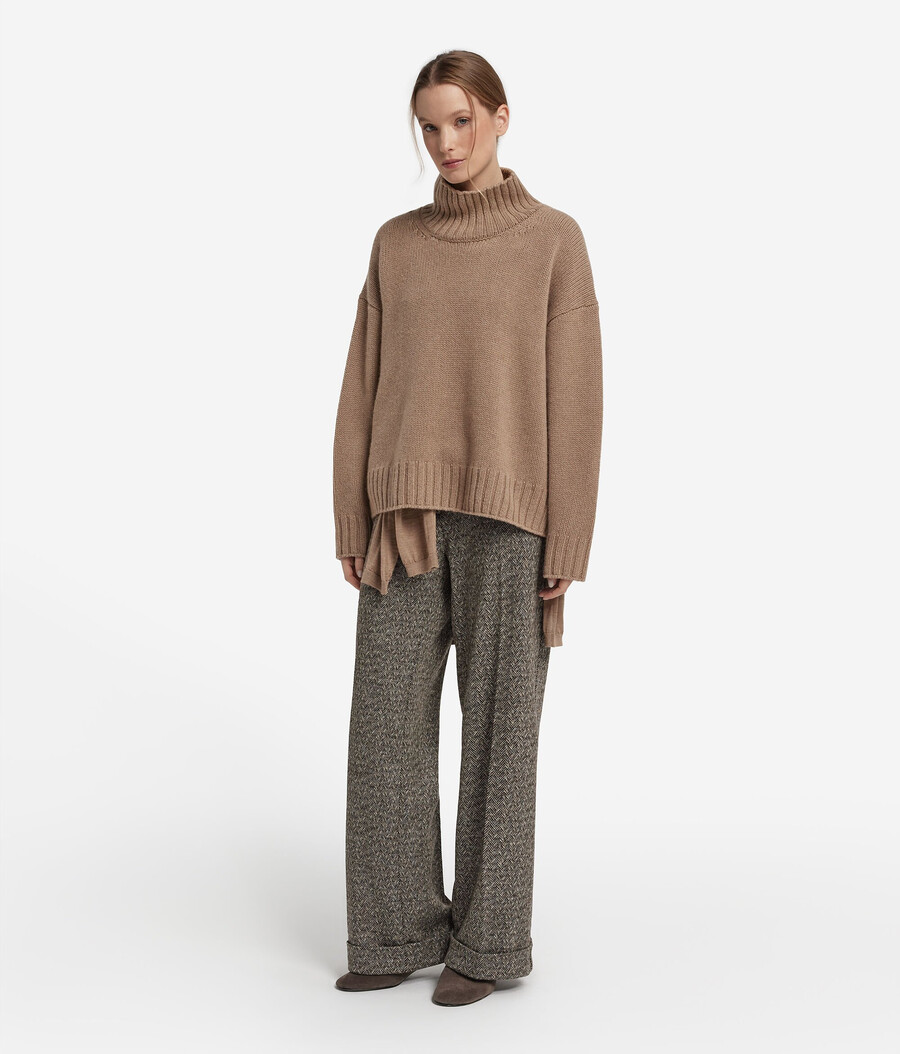 maglione a collo alto in tricot di cashmere