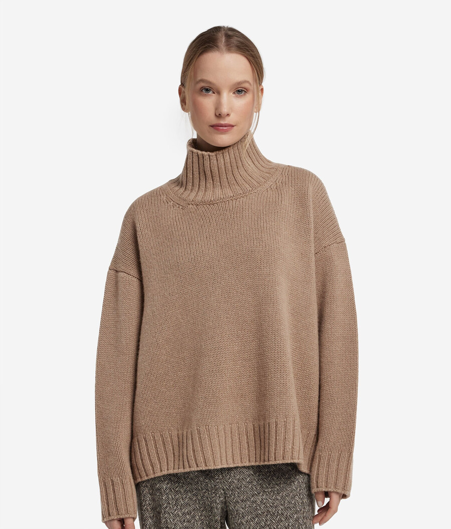 maglione a collo alto in tricot di cashmere