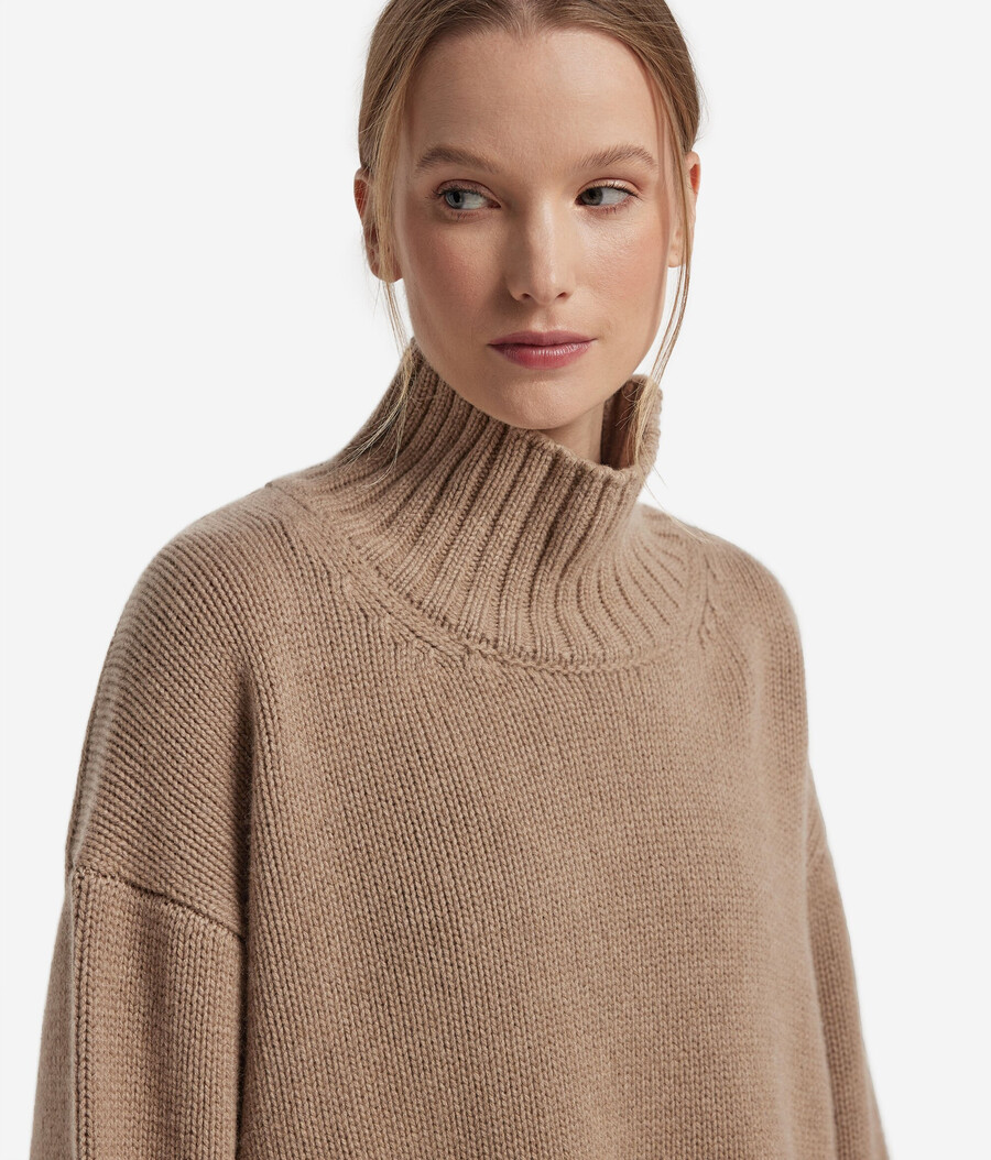 maglione a collo alto in tricot di cashmere