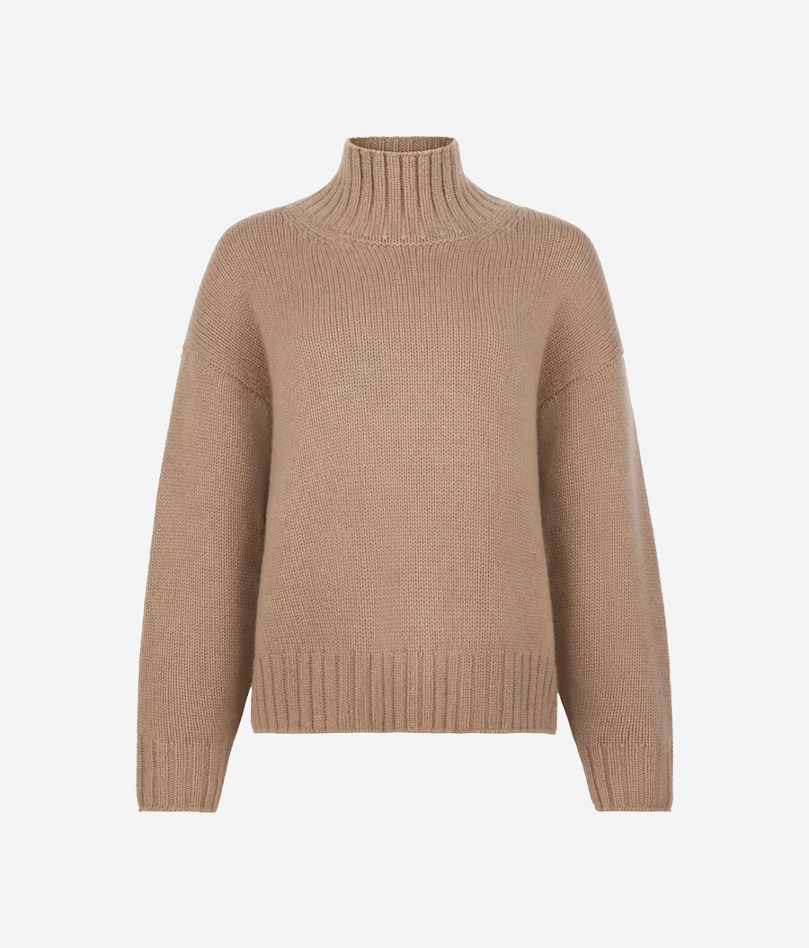 maglione a collo alto in tricot di cashmere