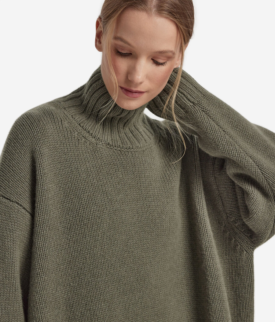maglione a collo alto in tricot di cashmere