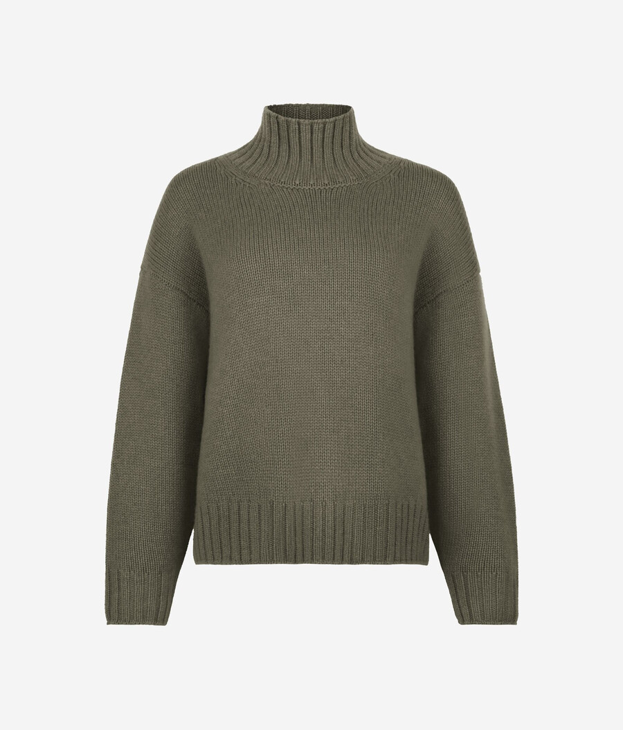 maglione a collo alto in tricot di cashmere