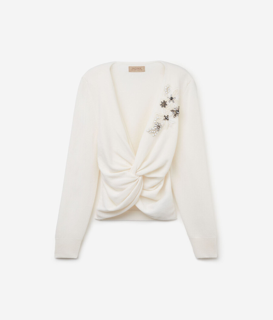 cashmere cache coeur con ricamo floreale