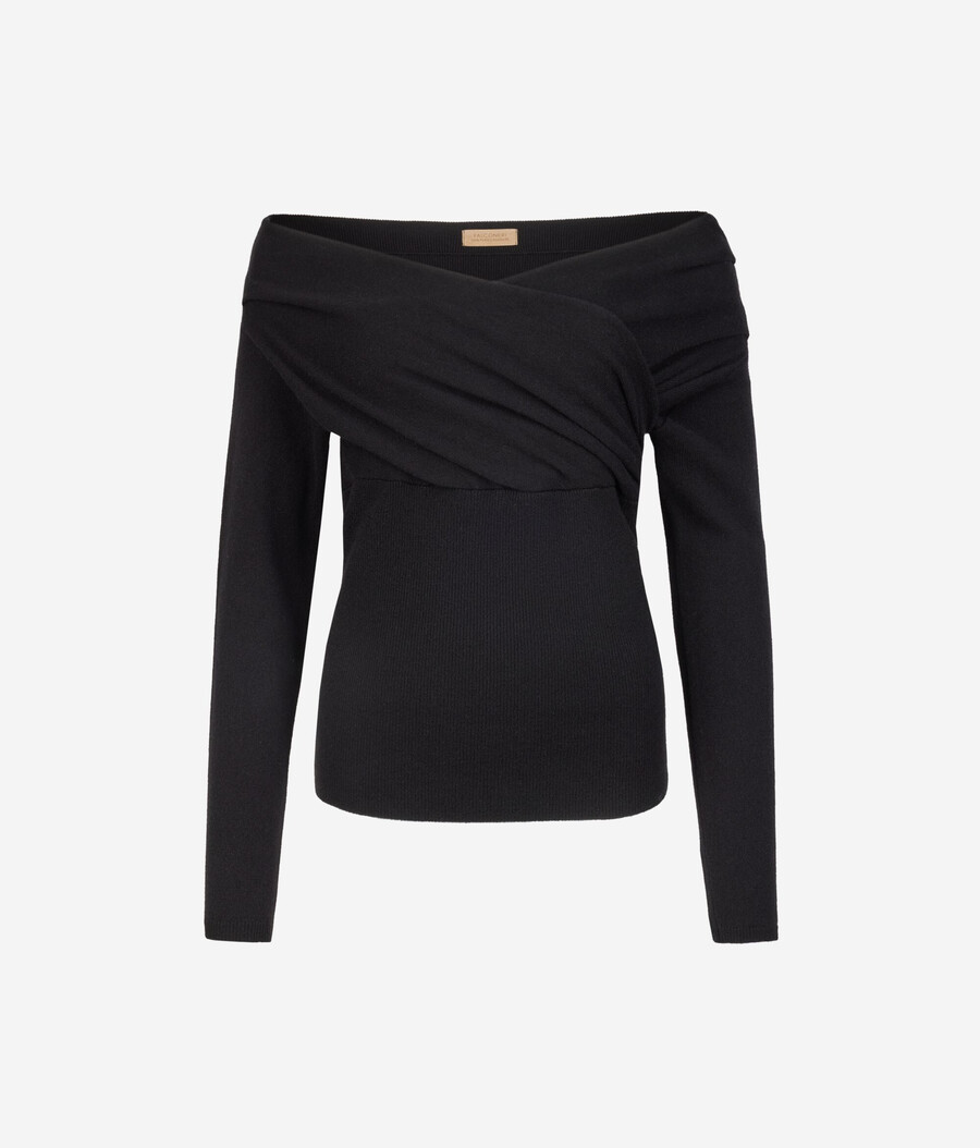 maglione con scollo incrociato in cashmere ultra morbido