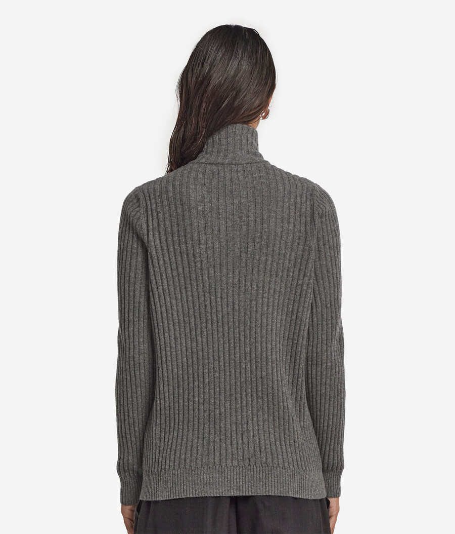 maglione in cashmere ultra morbido a coste con mezza zip