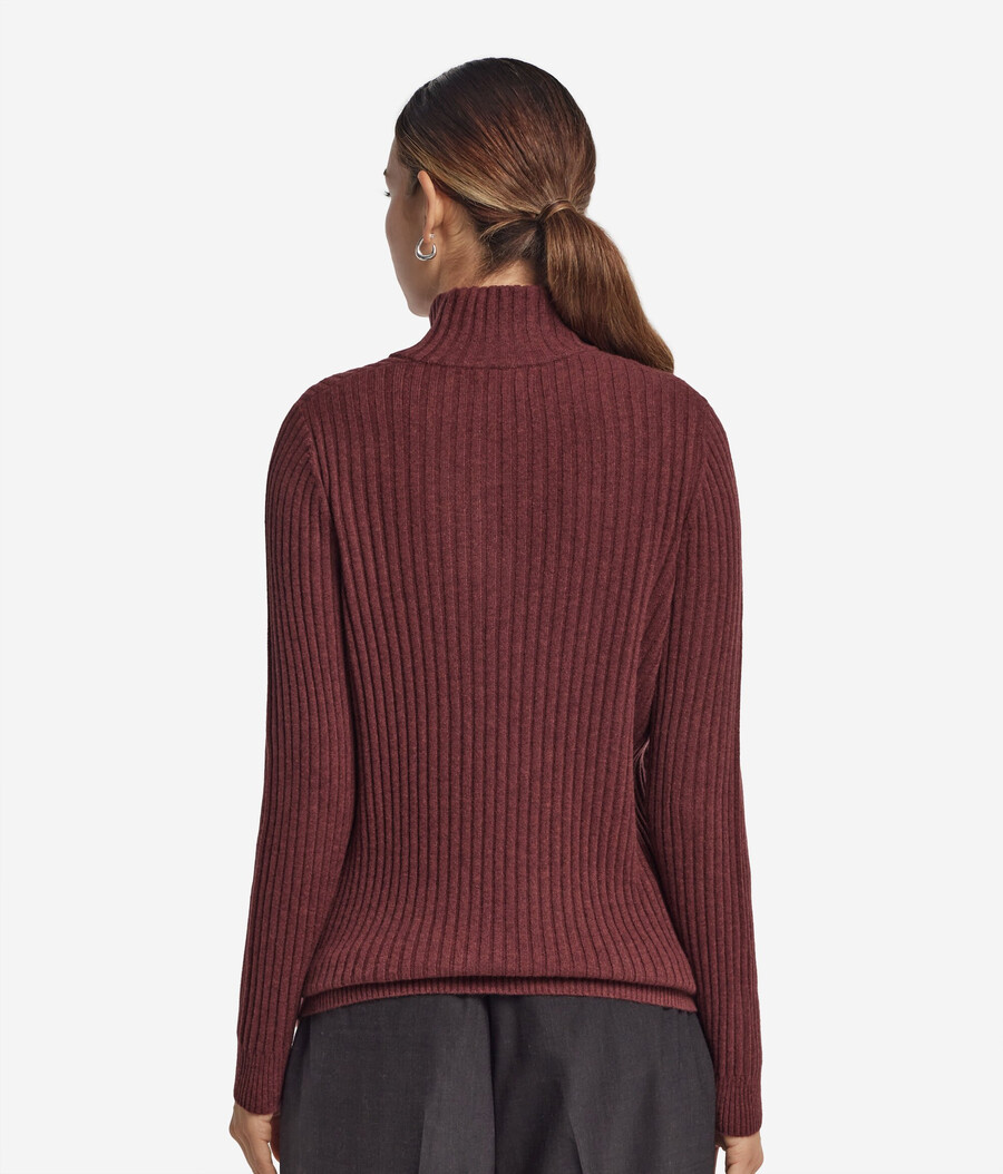 maglione in cashmere ultra morbido a coste con mezza zip