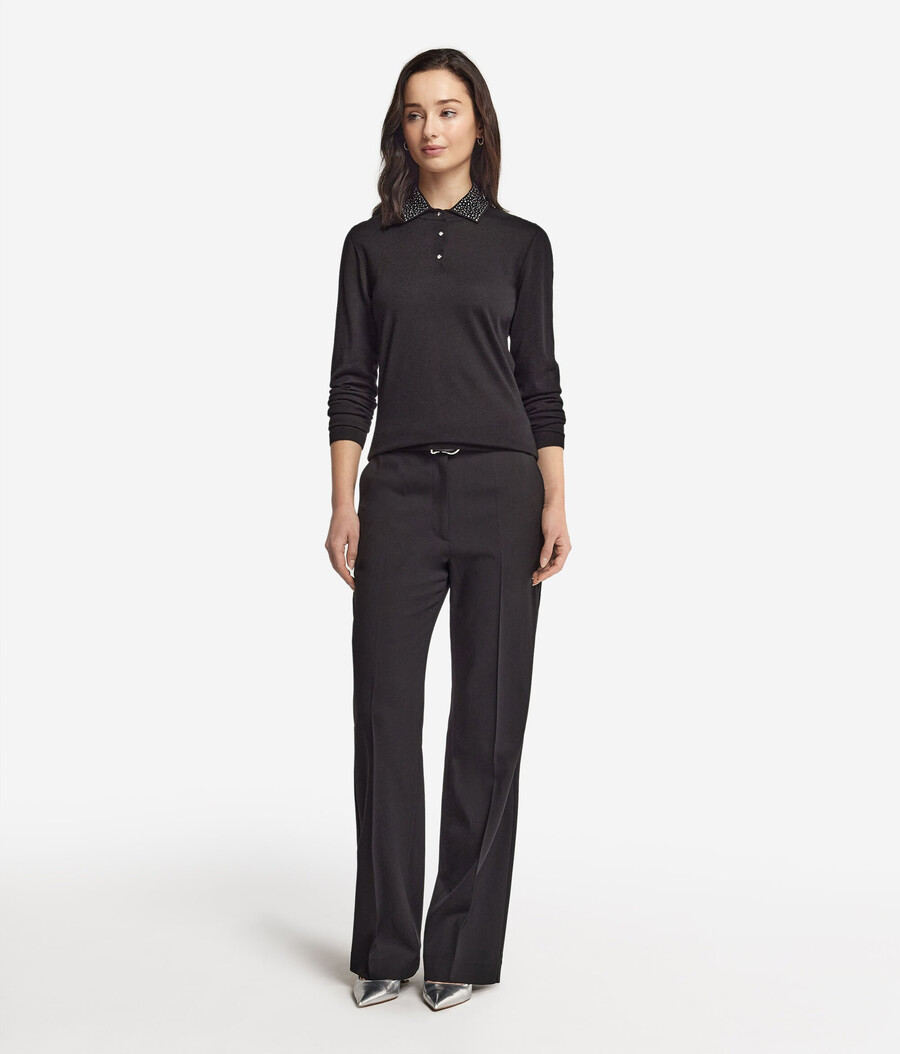 polo in cashmere ultrafine con strass