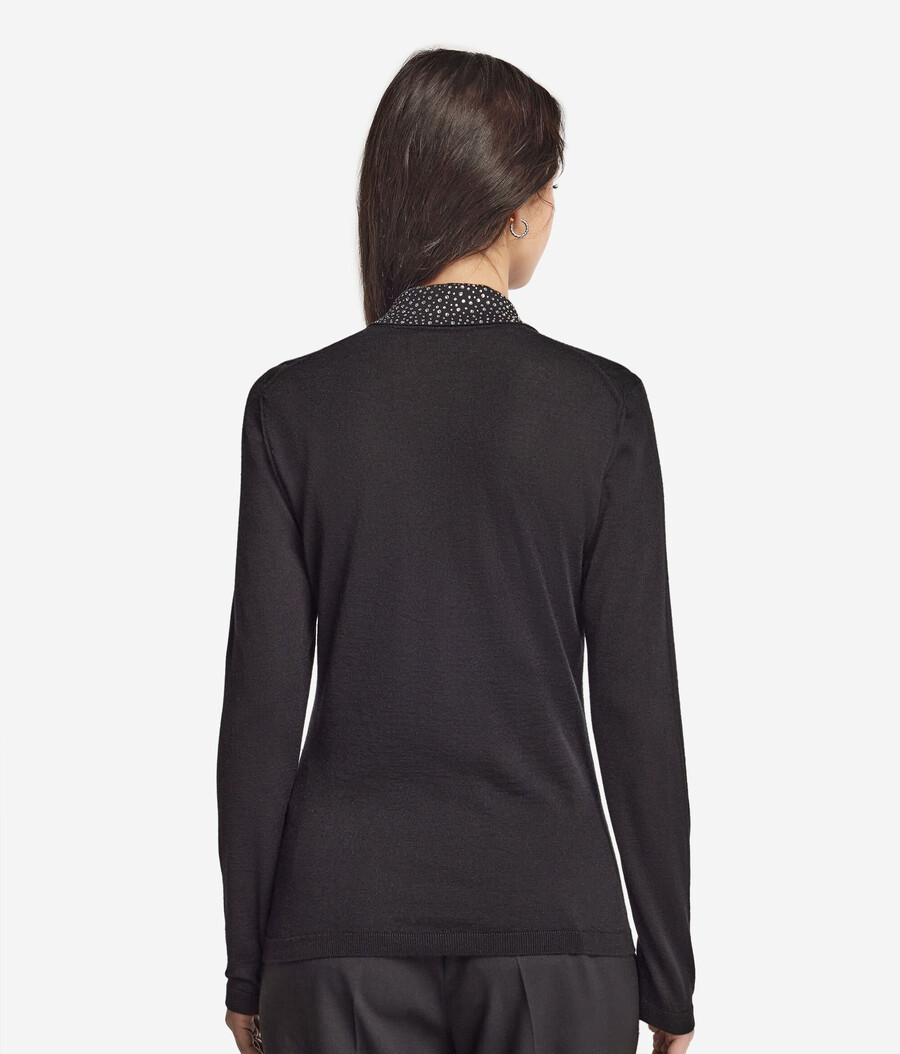 polo in cashmere ultrafine con strass