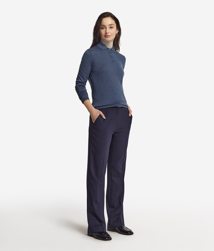 polo in cashmere ultrafine con strass