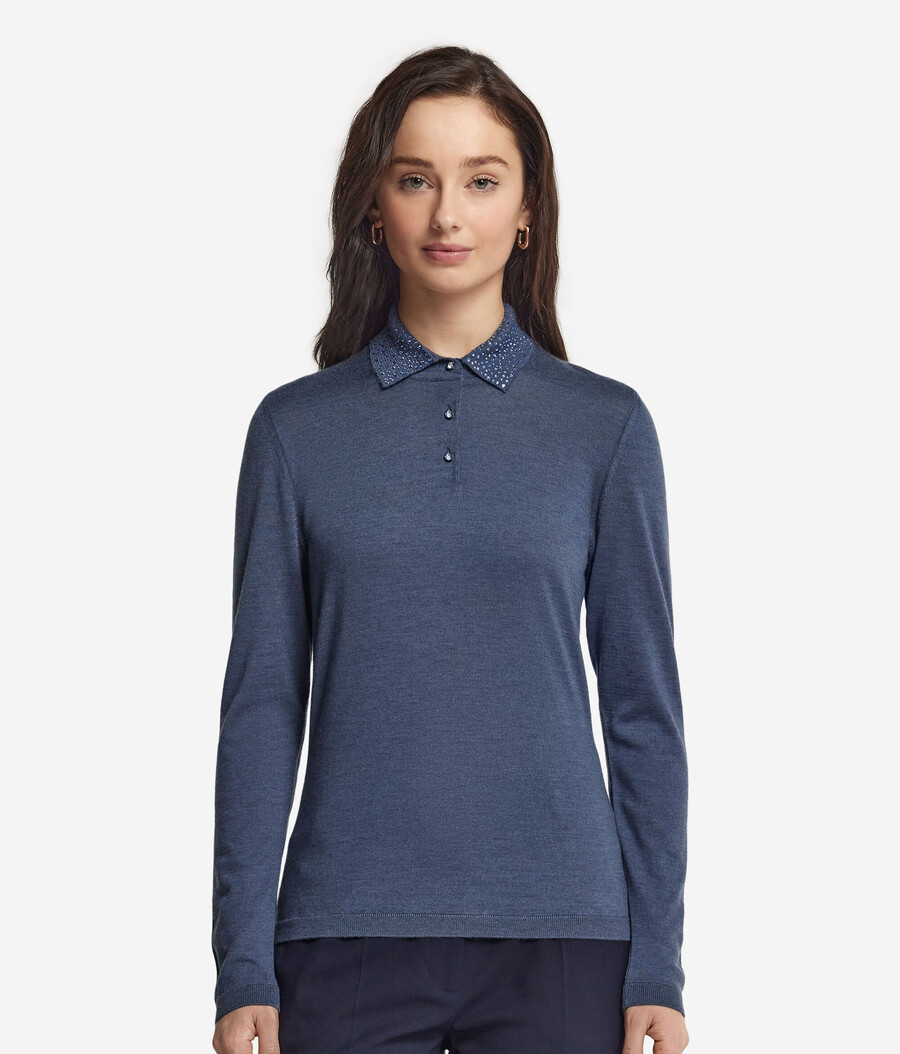 polo in cashmere ultrafine con strass