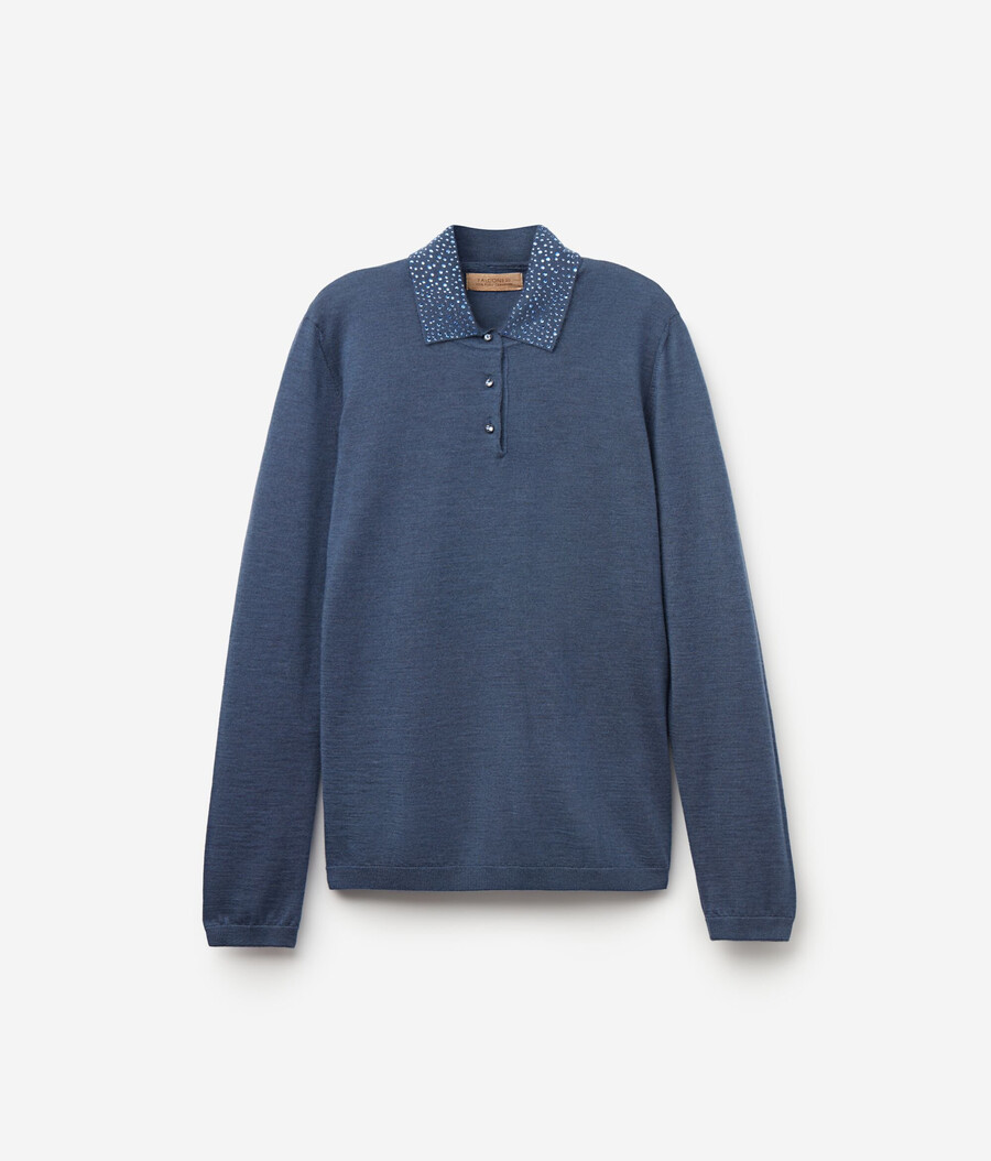 polo in cashmere ultrafine con strass