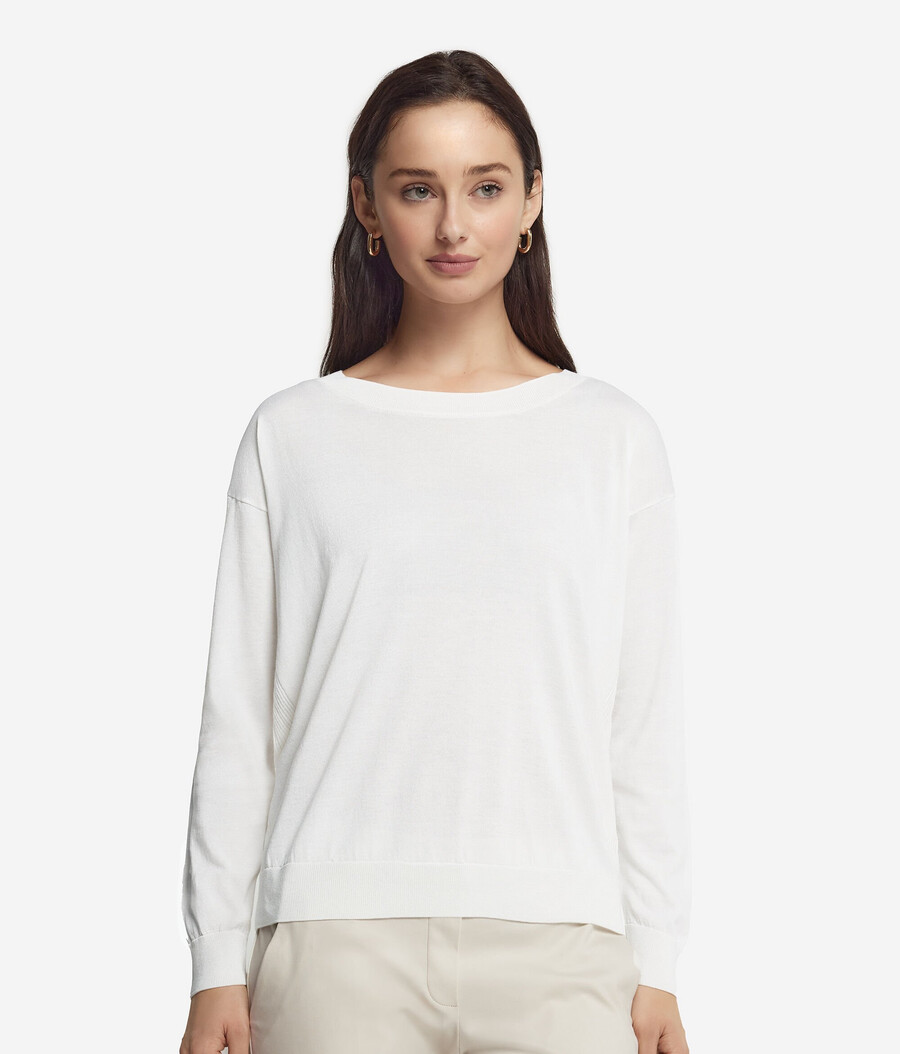 maglione girocollo in seta e cotone