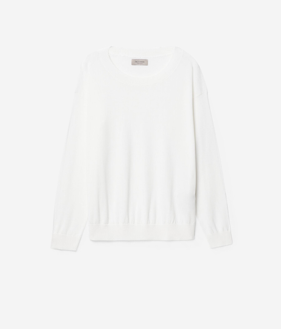 maglione girocollo in seta e cotone