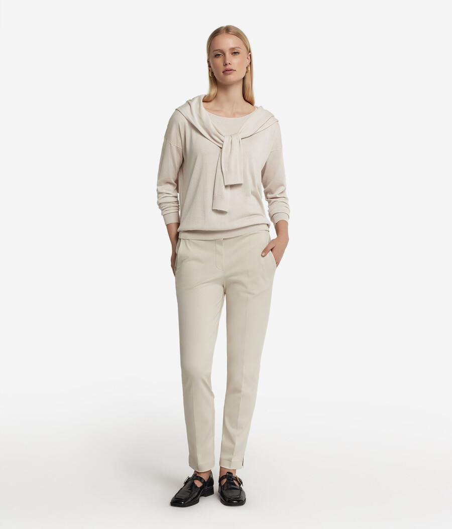 maglione girocollo in seta e cotone