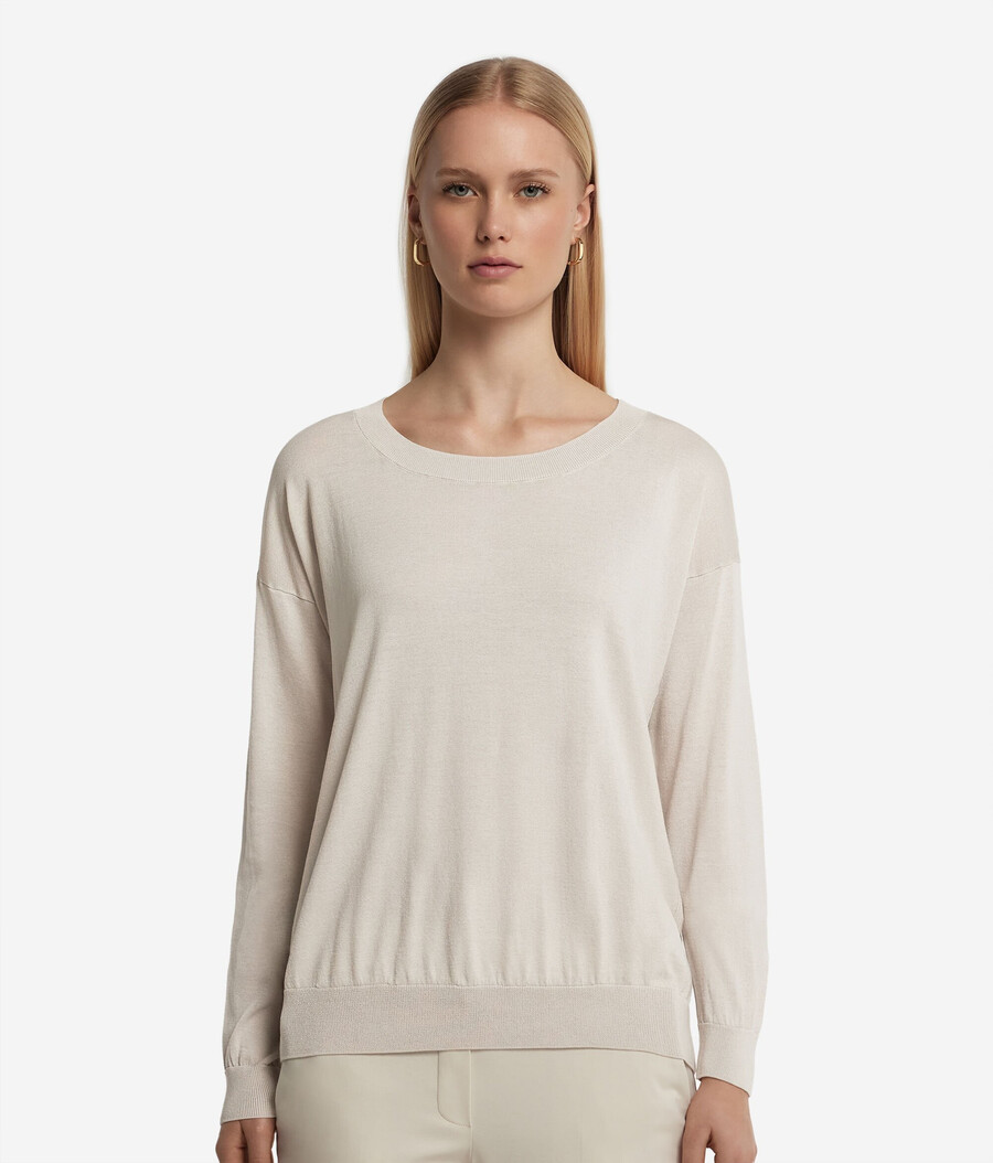 maglione girocollo in seta e cotone