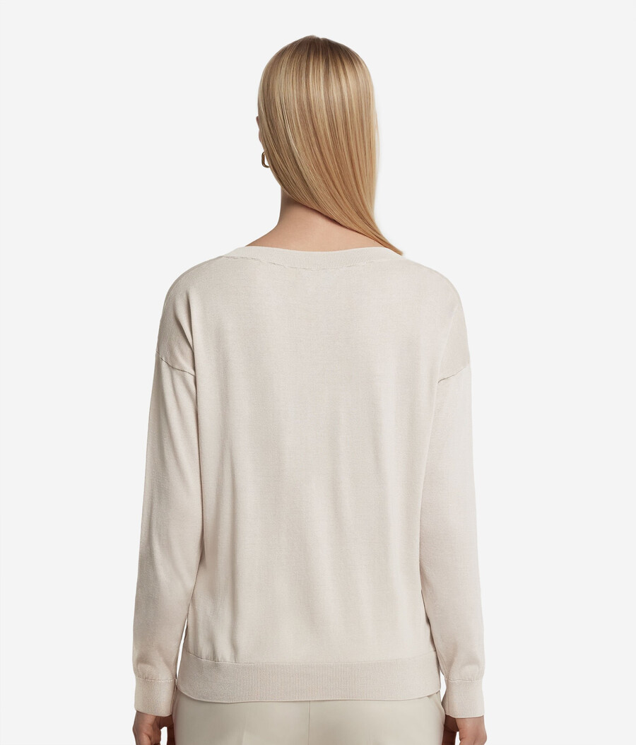 maglione girocollo in seta e cotone