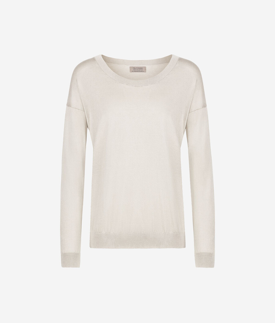 maglione girocollo in seta e cotone