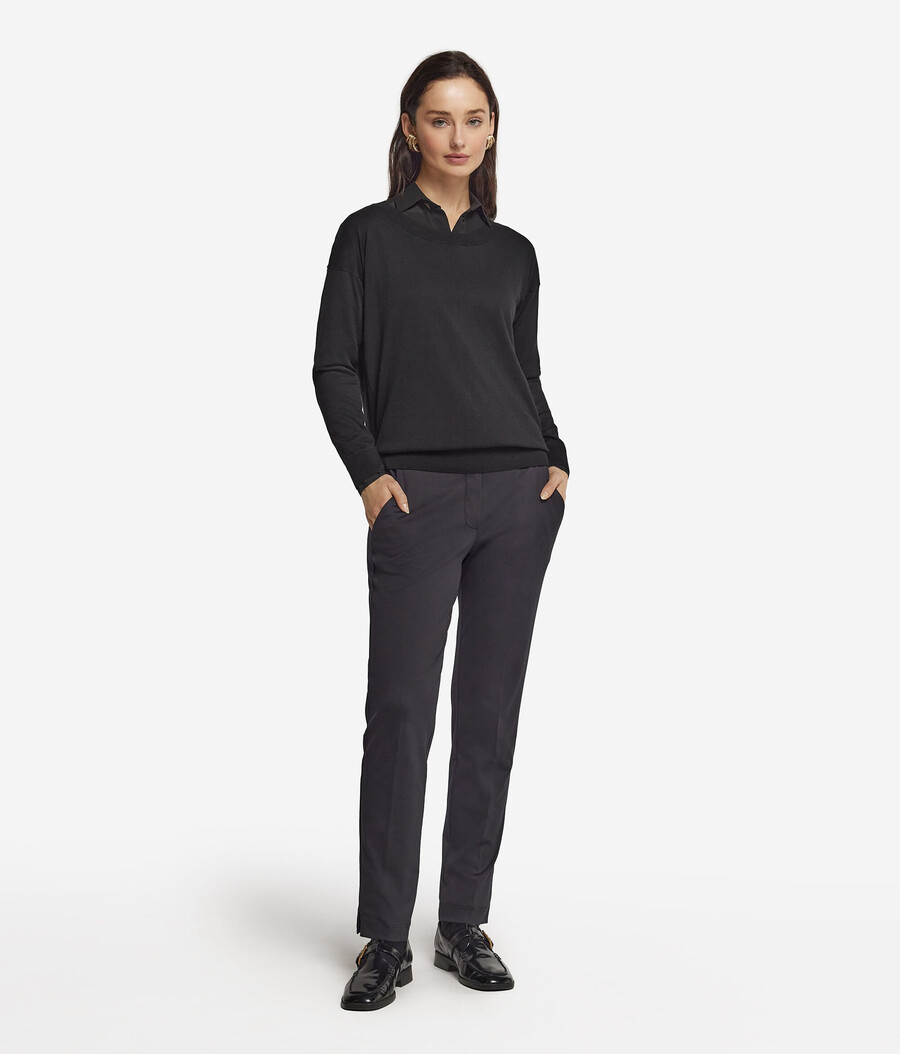 maglione girocollo in seta e cotone