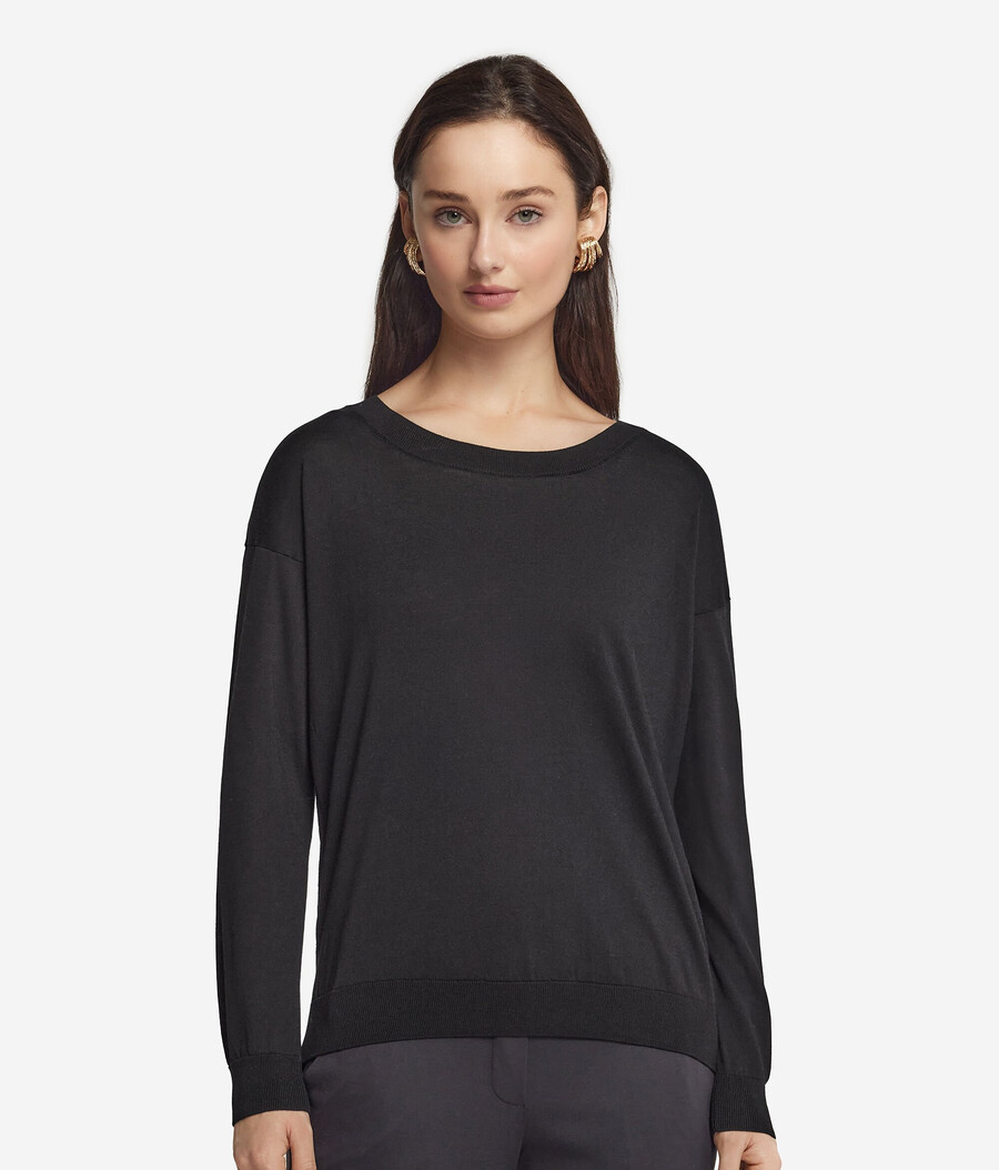 maglione girocollo in seta e cotone