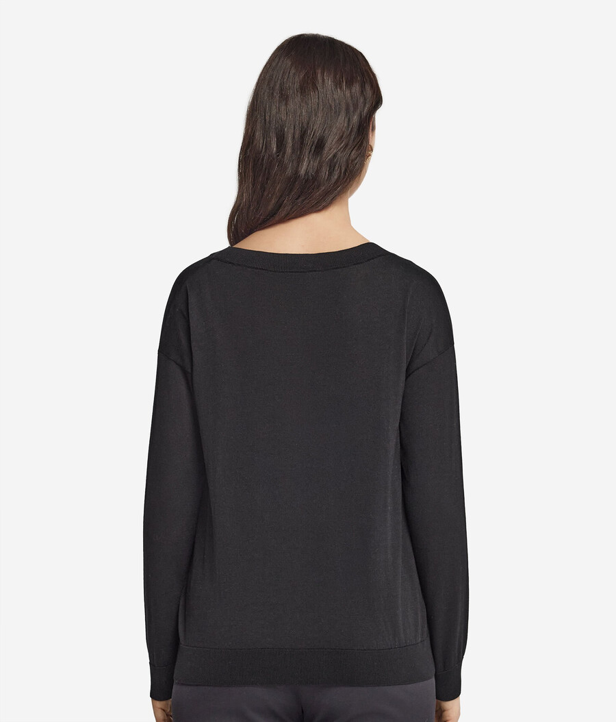 maglione girocollo in seta e cotone
