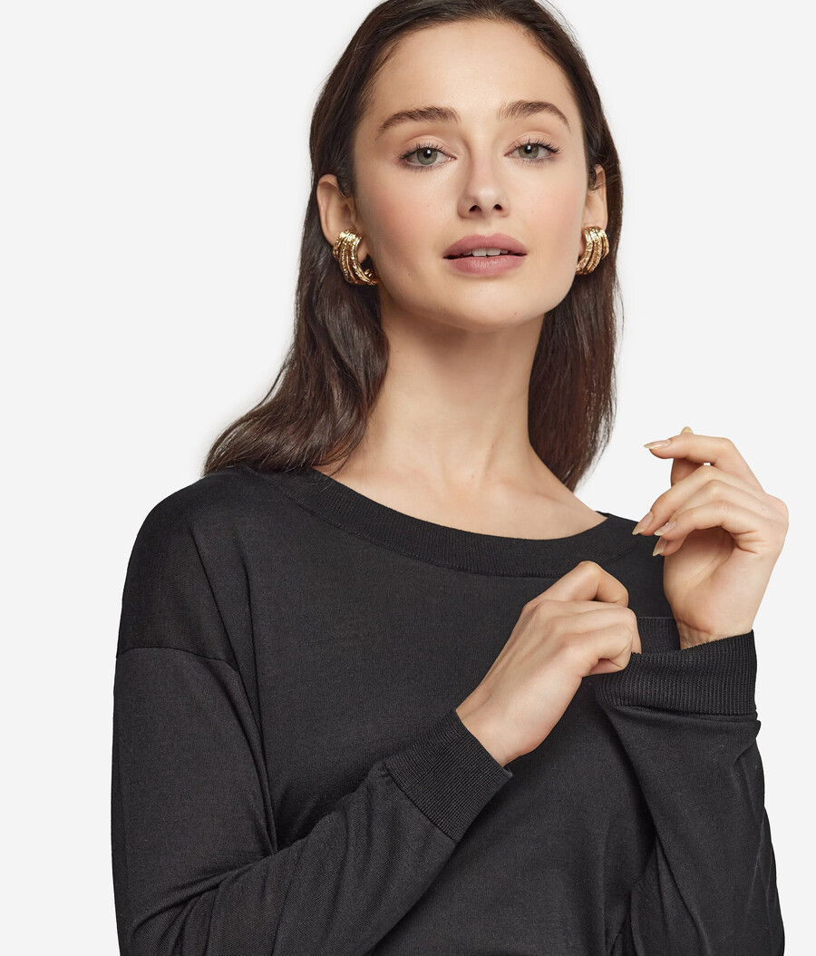 maglione girocollo in seta e cotone