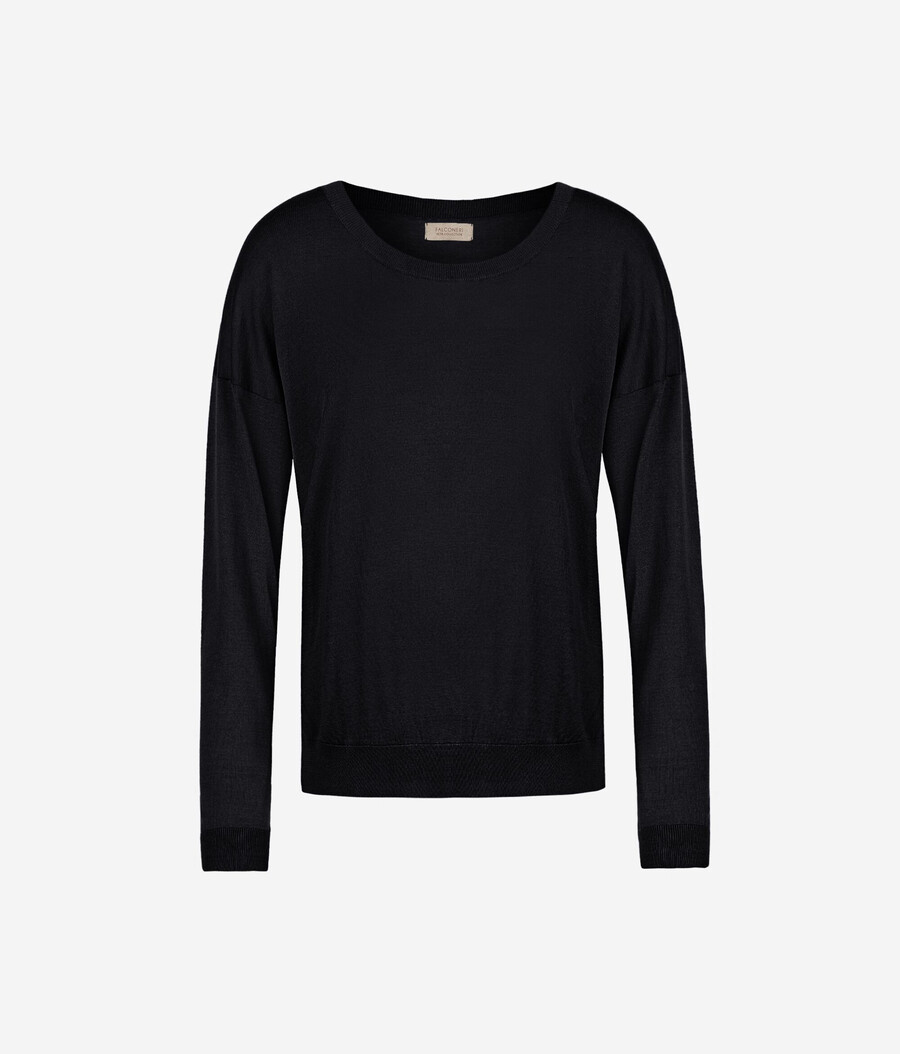 maglione girocollo in seta e cotone