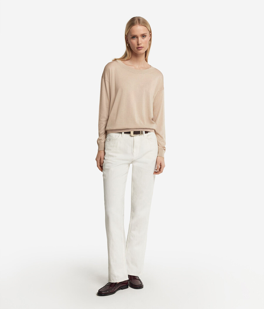 maglione girocollo in seta e cotone
