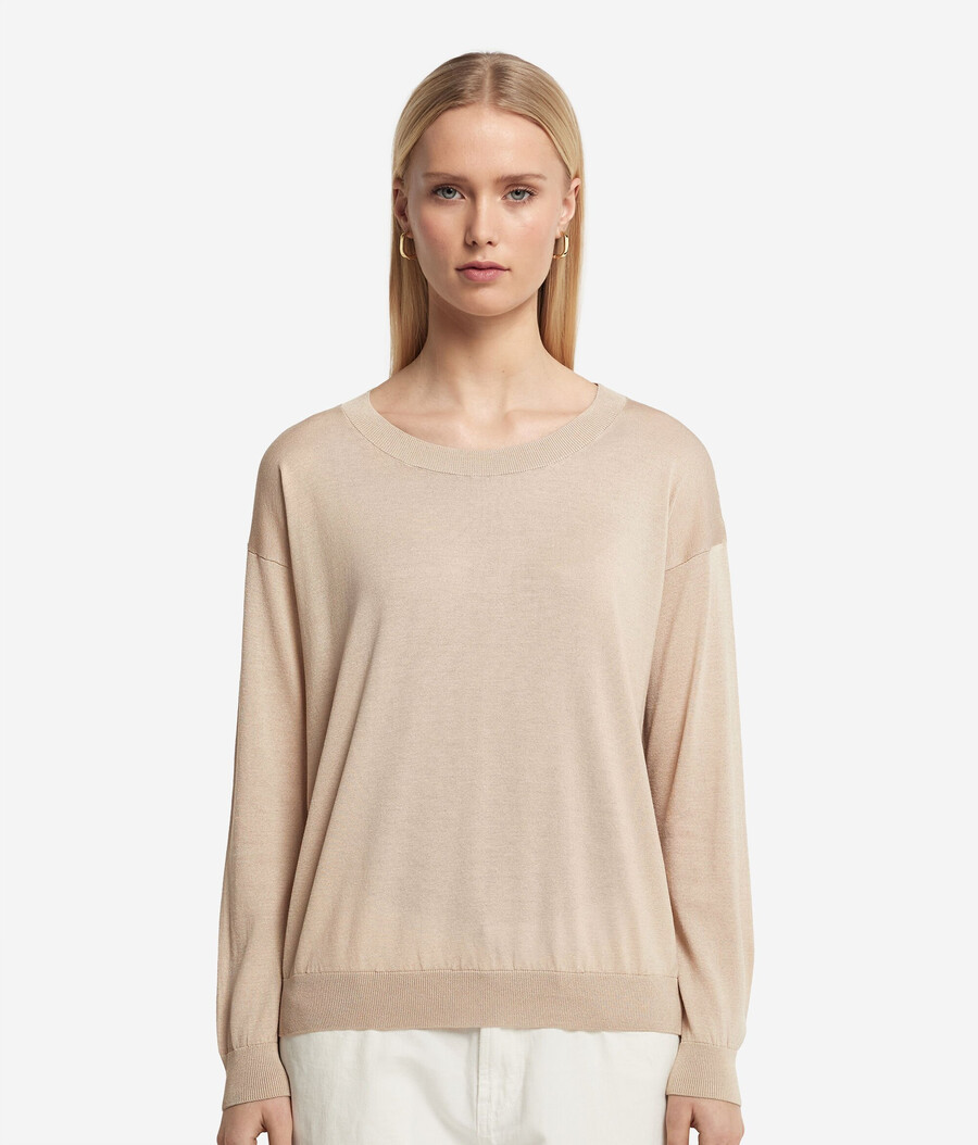 maglione girocollo in seta e cotone