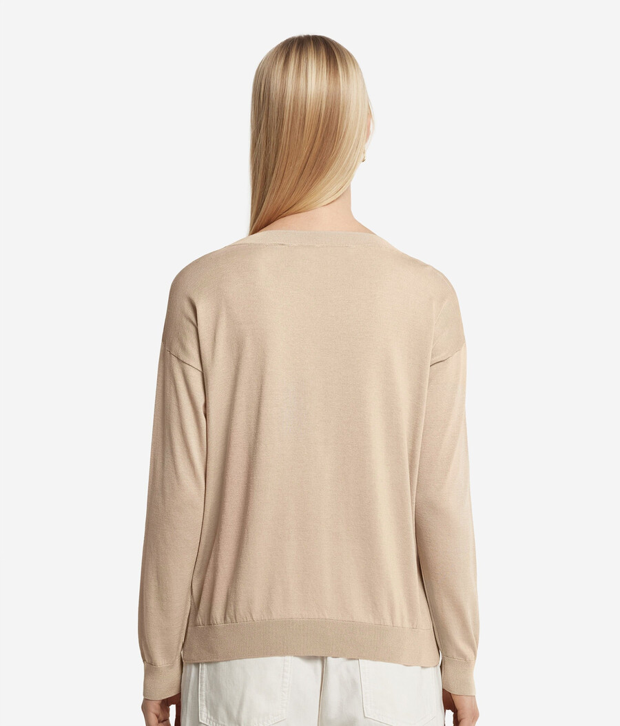 maglione girocollo in seta e cotone
