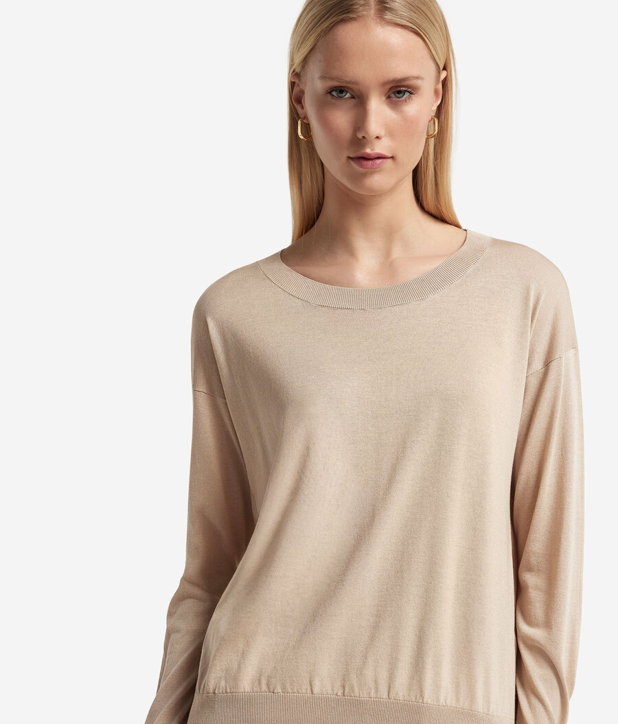 maglione girocollo in seta e cotone