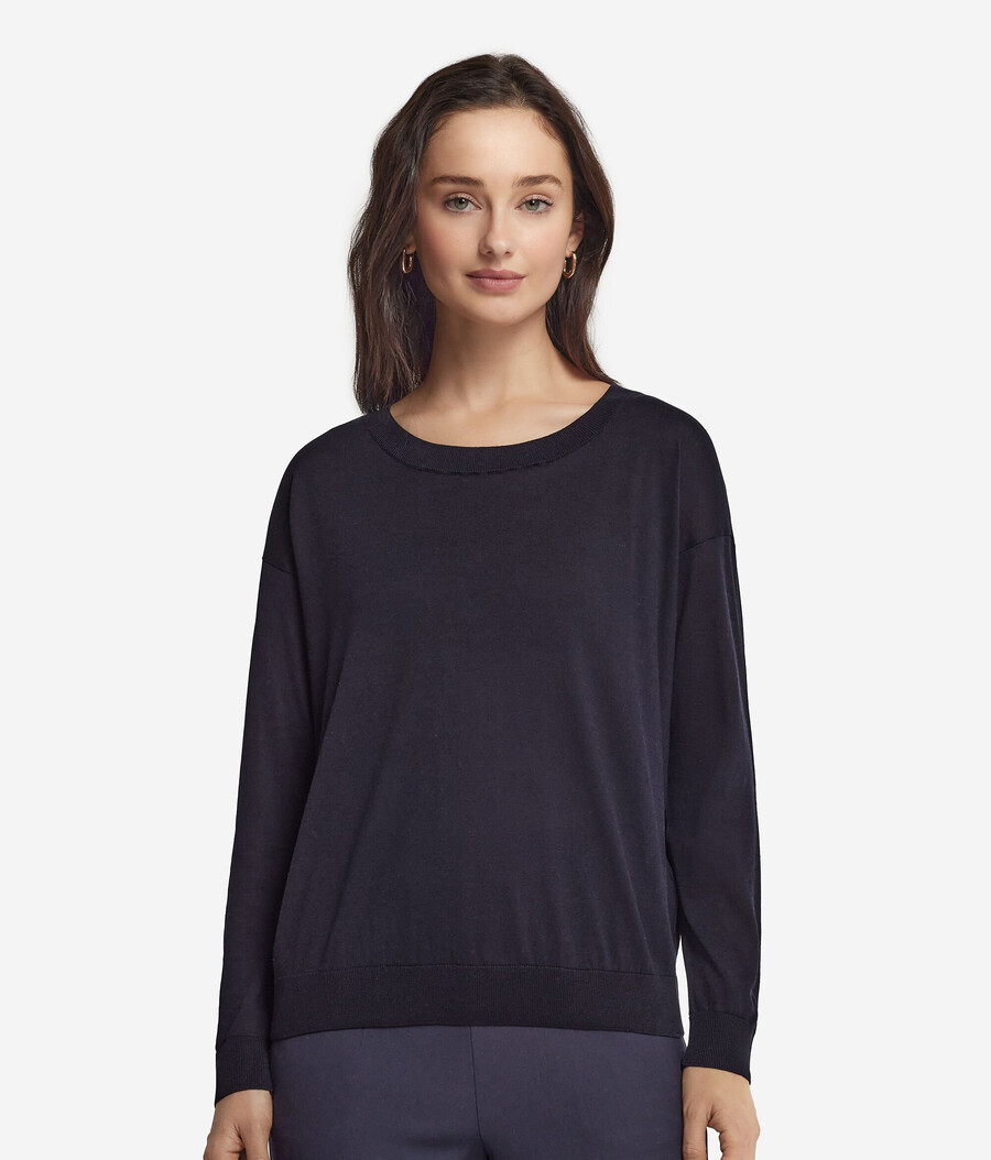 maglione girocollo in seta e cotone