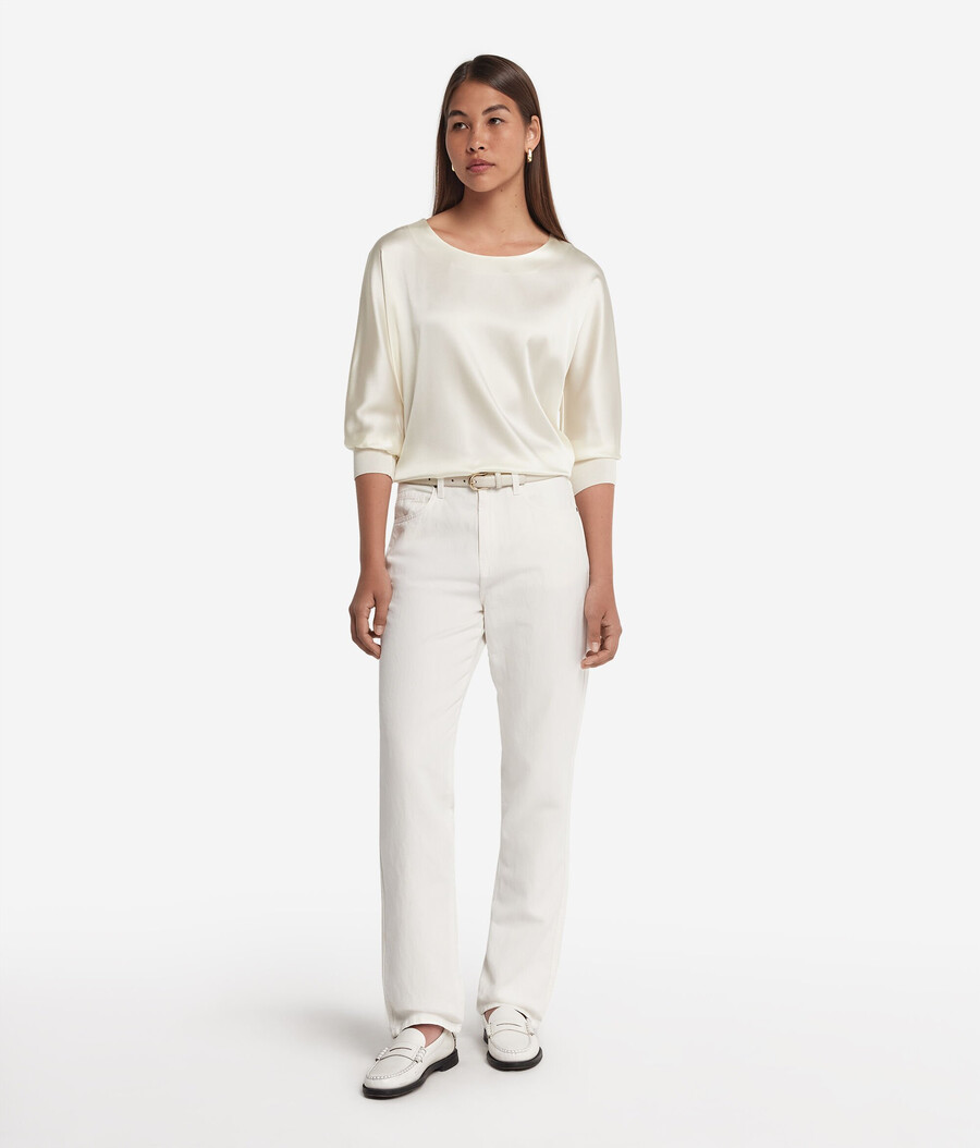 maglione in raso di seta a scollo tondo