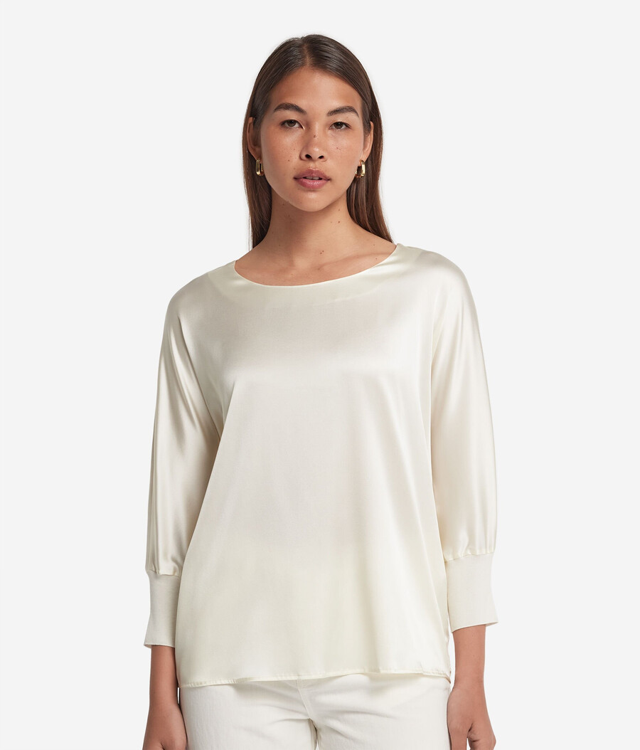 maglione in raso di seta a scollo tondo
