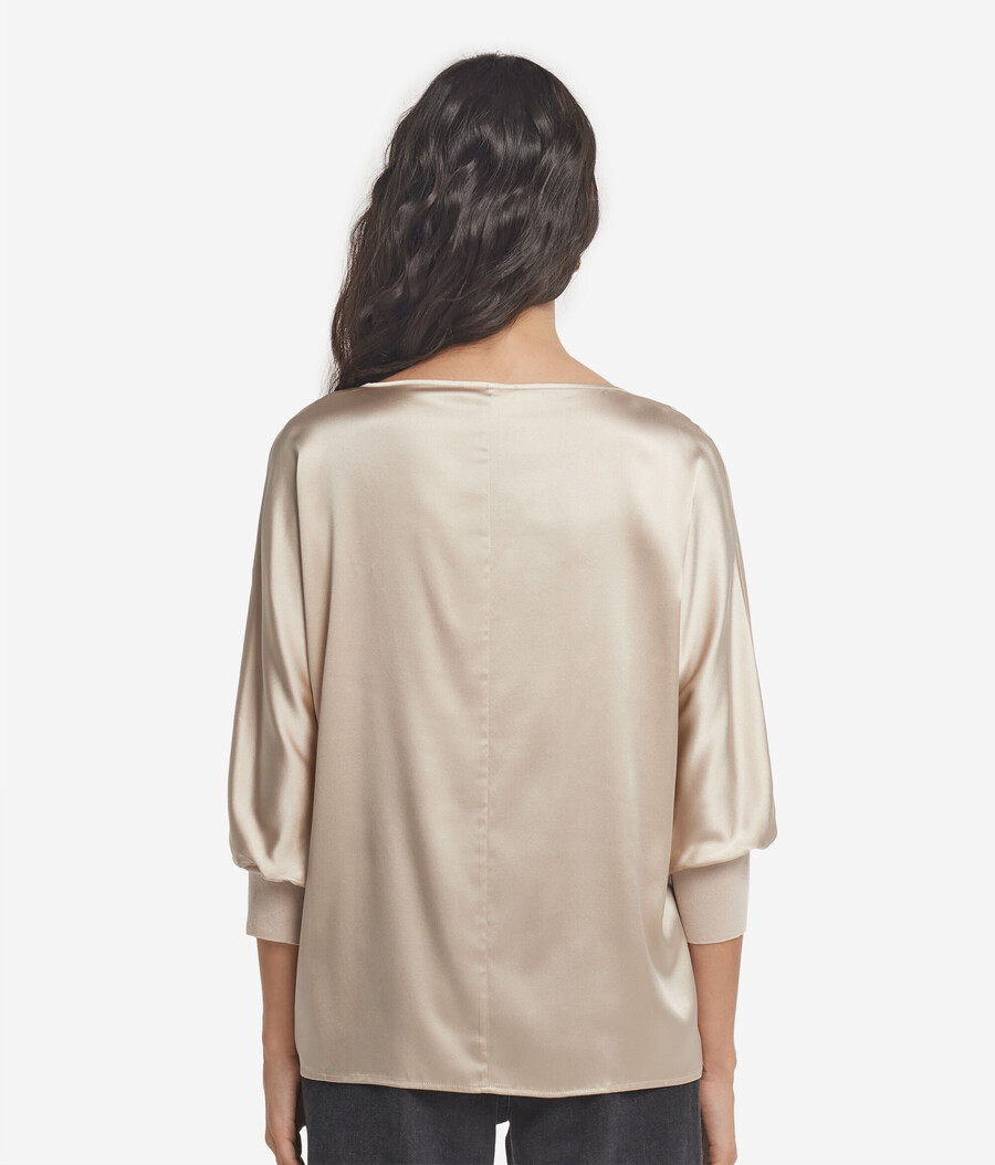 maglione in raso di seta a scollo tondo