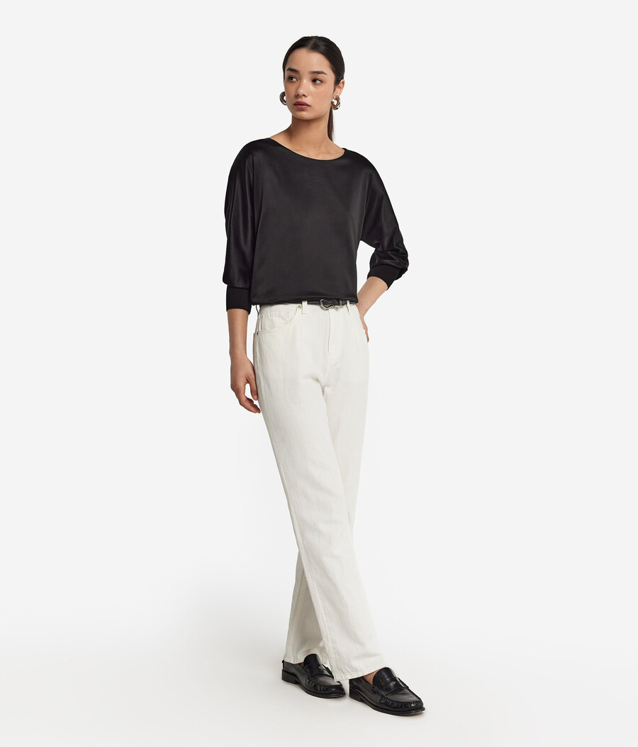 maglione in raso di seta a scollo tondo