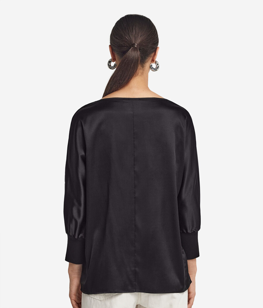 maglione in raso di seta a scollo tondo