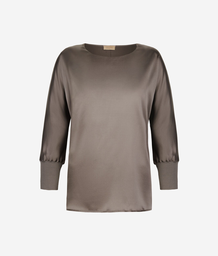 maglione in raso di seta a scollo tondo
