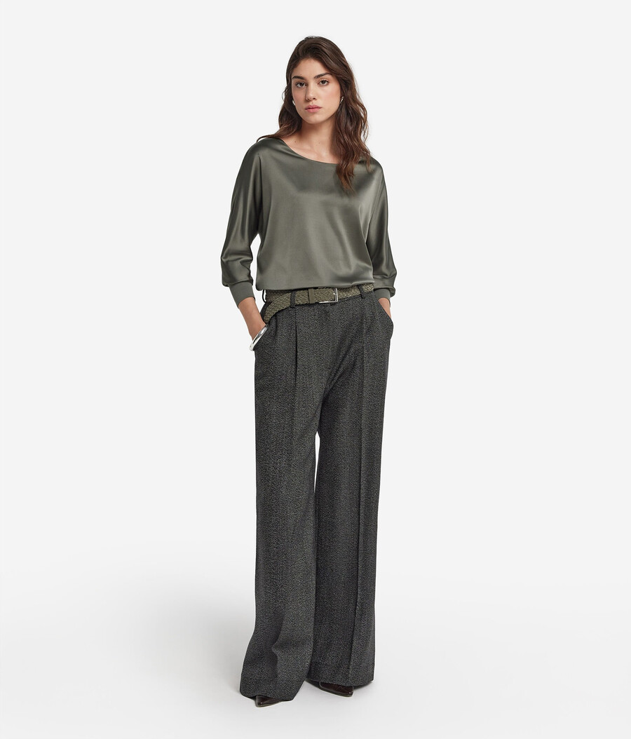 maglione in raso di seta a scollo tondo