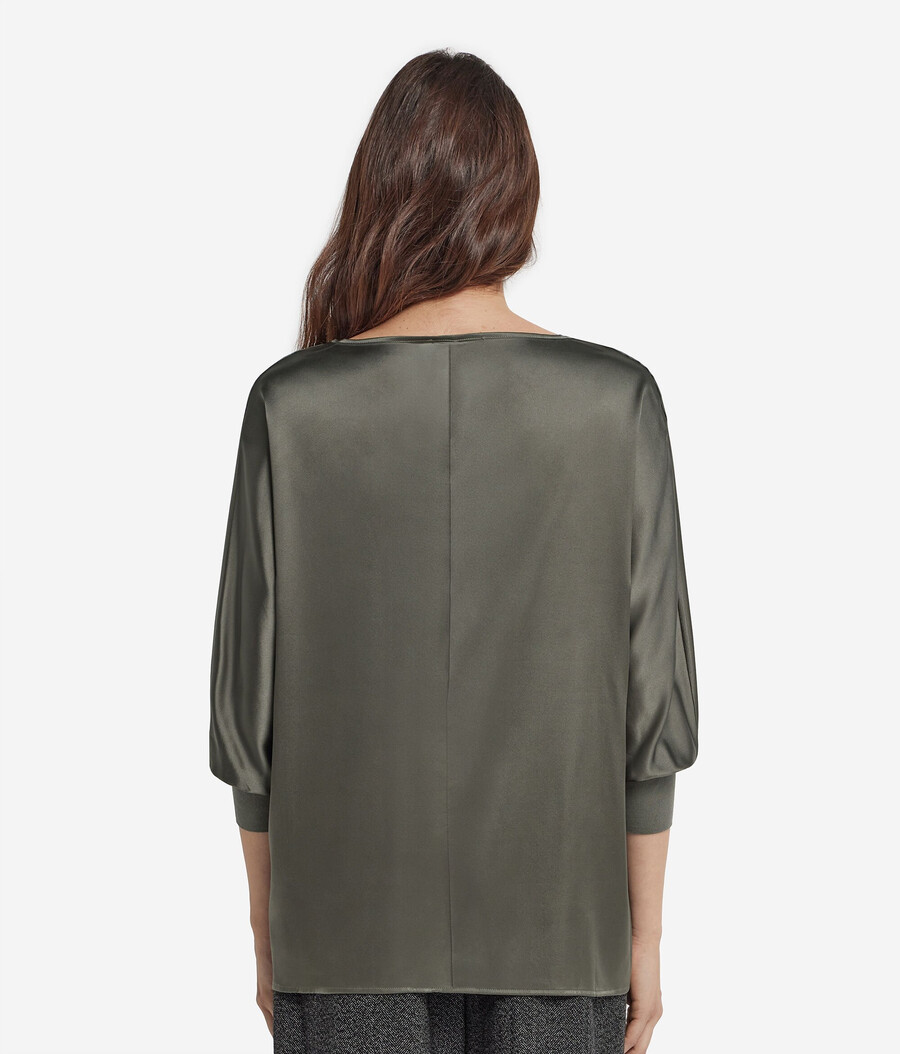 maglione in raso di seta a scollo tondo