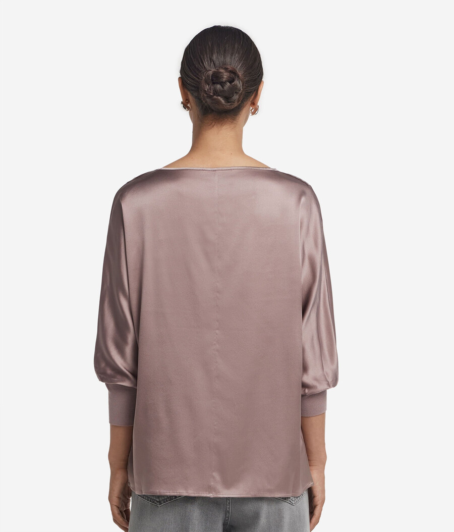 maglione in raso di seta a scollo tondo