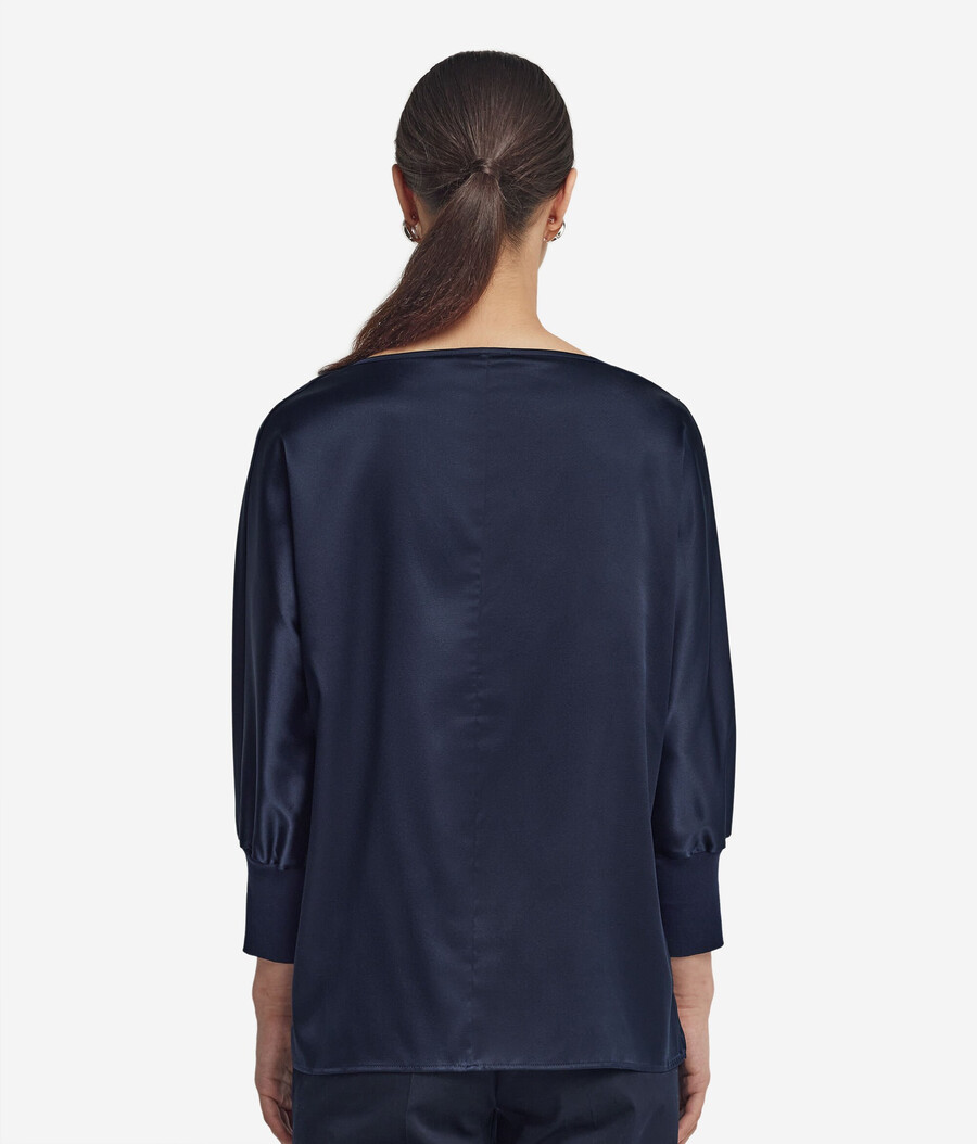 maglione in raso di seta a scollo tondo