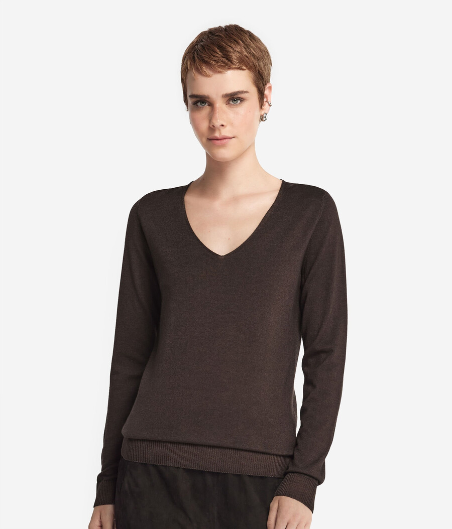 maglione con scollo a v in cashmere ultrafine