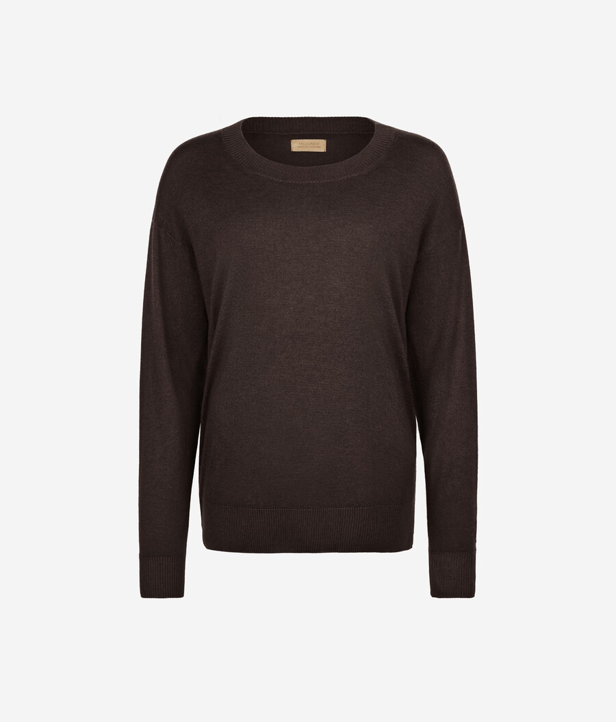 maglione in cashmere con scollo tondo e spacchi