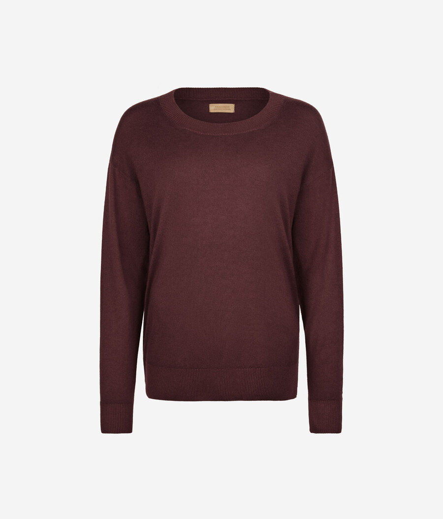 maglione in cashmere con scollo tondo e spacchi