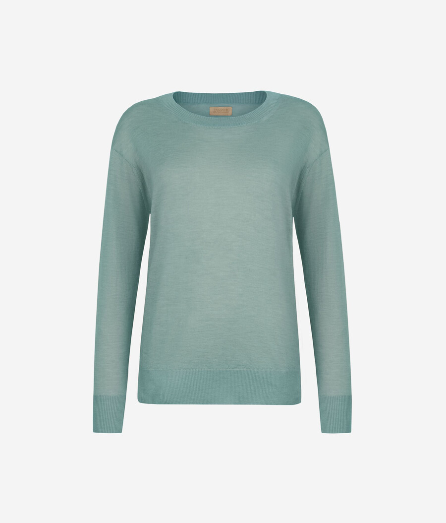 maglione in cashmere con scollo tondo e spacchi