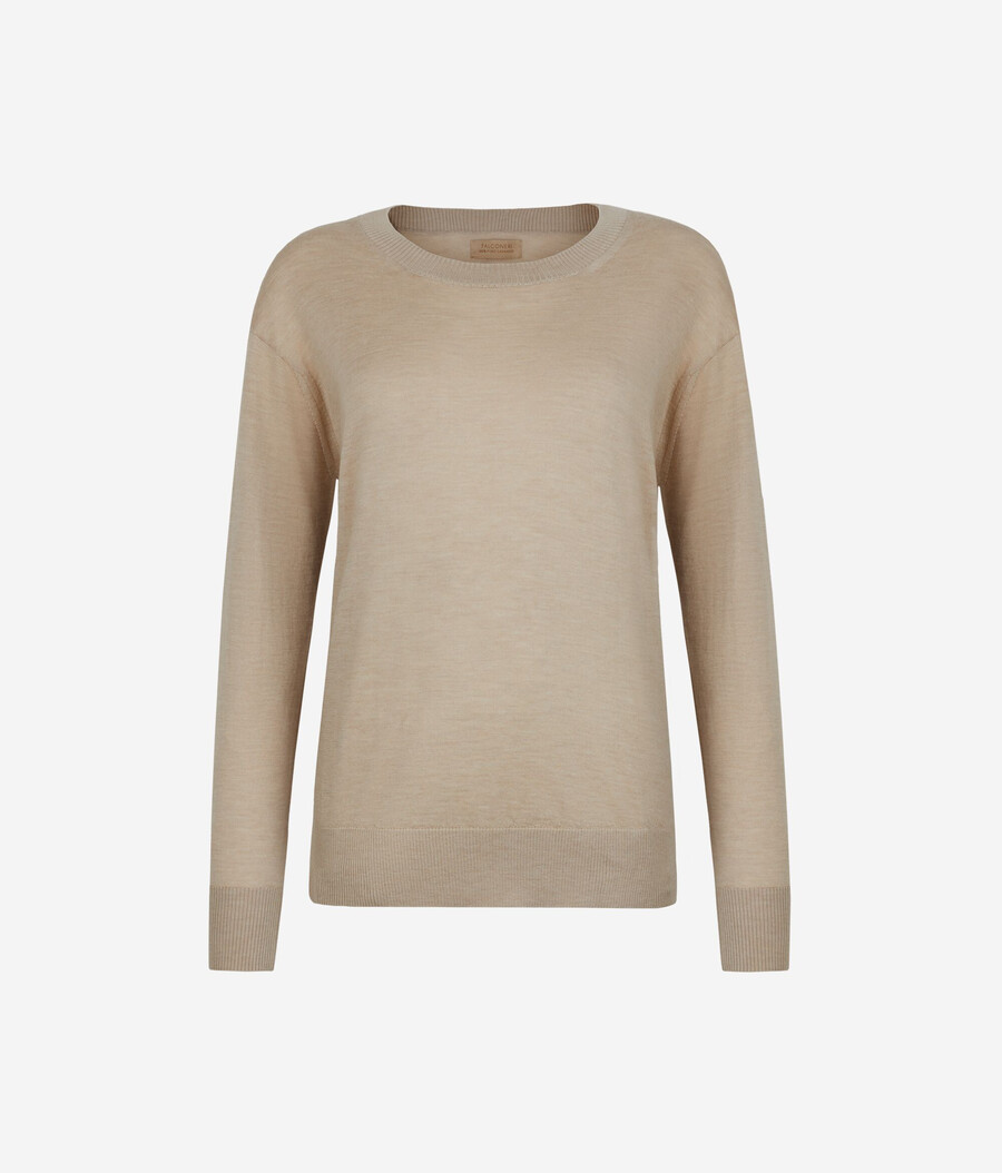 maglione in cashmere con scollo tondo e spacchi