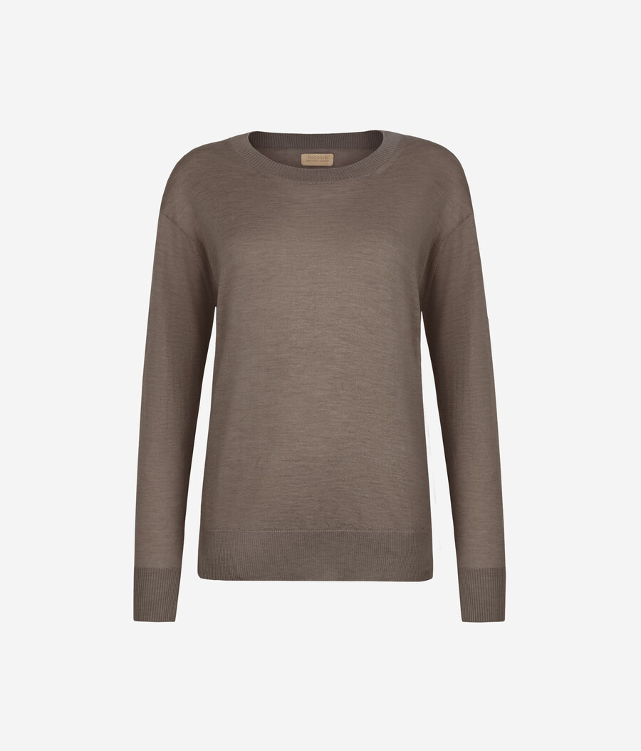 maglione in cashmere con scollo tondo e spacchi