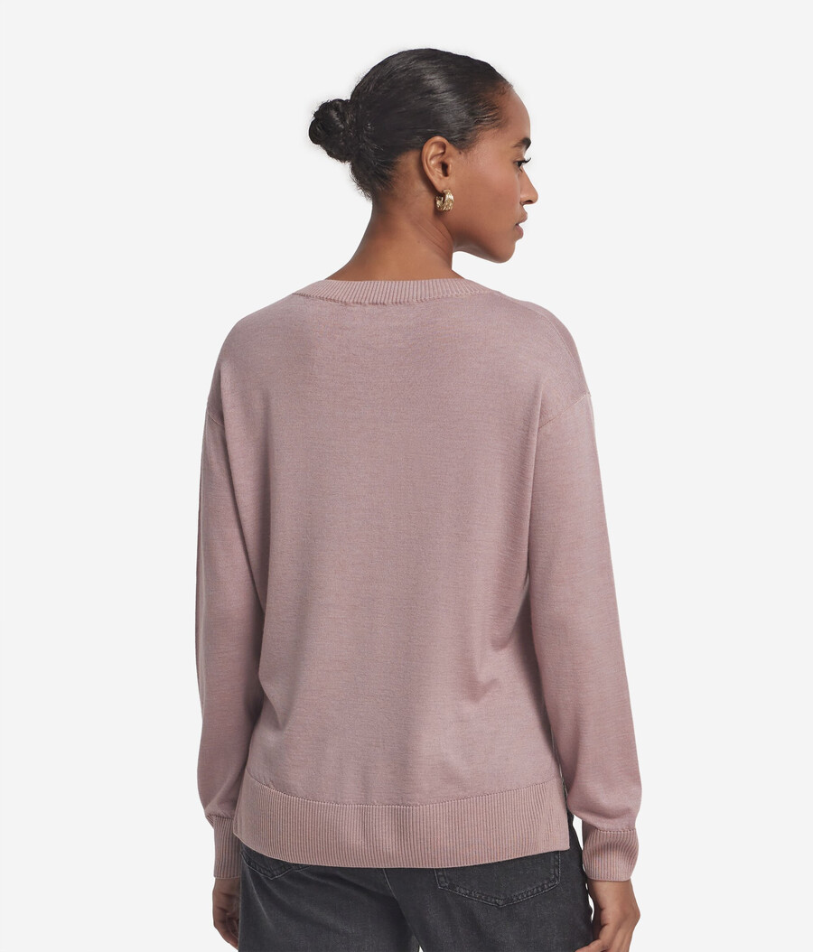 maglione in cashmere con scollo tondo e spacchi
